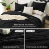 imageCozyLux Fluffy Queen Comforter Set  Super Soft Faux Fur Cream White Comforter Queen Size Warm Fleece Bedding Set 3 Pieces Plush Fuzzy Bed Set 1 Shaggy Comforter 2 PillowcasesBlack