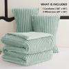 imageCozyLux Fluffy Queen Comforter Set  Super Soft Faux Fur Cream White Comforter Queen Size Warm Fleece Bedding Set 3 Pieces Plush Fuzzy Bed Set 1 Shaggy Comforter 2 PillowcasesSage Green