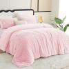 imageCozyLux Fluffy Queen Comforter Set  Super Soft Faux Fur Cream White Comforter Queen Size Warm Fleece Bedding Set 3 Pieces Plush Fuzzy Bed Set 1 Shaggy Comforter 2 PillowcasesPink