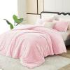 imageCozyLux Fluffy Queen Comforter Set  Super Soft Faux Fur Cream White Comforter Queen Size Warm Fleece Bedding Set 3 Pieces Plush Fuzzy Bed Set 1 Shaggy Comforter 2 PillowcasesPink