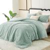 imageCozyLux Fluffy Queen Comforter Set  Super Soft Faux Fur Cream White Comforter Queen Size Warm Fleece Bedding Set 3 Pieces Plush Fuzzy Bed Set 1 Shaggy Comforter 2 PillowcasesSage Green