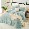 imageCozyLux Fluffy Queen Comforter Set  Super Soft Faux Fur Cream White Comforter Queen Size Warm Fleece Bedding Set 3 Pieces Plush Fuzzy Bed Set 1 Shaggy Comforter 2 PillowcasesSage Green