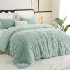 imageCozyLux Fluffy Queen Comforter Set  Super Soft Faux Fur Cream White Comforter Queen Size Warm Fleece Bedding Set 3 Pieces Plush Fuzzy Bed Set 1 Shaggy Comforter 2 PillowcasesSage Green
