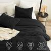 imageCozyLux Fluffy Queen Comforter Set  Super Soft Faux Fur Cream White Comforter Queen Size Warm Fleece Bedding Set 3 Pieces Plush Fuzzy Bed Set 1 Shaggy Comforter 2 PillowcasesBlack