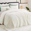 imageCozyLux Fluffy Queen Comforter Set  Super Soft Faux Fur Cream White Comforter Queen Size Warm Fleece Bedding Set 3 Pieces Plush Fuzzy Bed Set 1 Shaggy Comforter 2 PillowcasesCream White