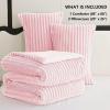 imageCozyLux Fluffy Queen Comforter Set  Super Soft Faux Fur Cream White Comforter Queen Size Warm Fleece Bedding Set 3 Pieces Plush Fuzzy Bed Set 1 Shaggy Comforter 2 PillowcasesPink
