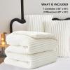 imageCozyLux Fluffy Queen Comforter Set  Super Soft Faux Fur Cream White Comforter Queen Size Warm Fleece Bedding Set 3 Pieces Plush Fuzzy Bed Set 1 Shaggy Comforter 2 PillowcasesCream White