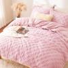 imageCozyLux Queen Size Comforter Set Sage Green Fluffy Plush Fleece Comforter with Checkered Pattern Farmhouse Boho Soft Warm Bed Set 3 Pieces 1 Comforter and 2 PillowcasesBlush Pink