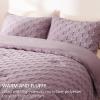 imageCozyLux Queen Size Comforter Set Sage Green Fluffy Plush Fleece Comforter with Checkered Pattern Farmhouse Boho Soft Warm Bed Set 3 Pieces 1 Comforter and 2 PillowcasesLight Purple