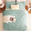 imageCozyLux Queen Size Comforter Set Sage Green Fluffy Plush Fleece Comforter with Checkered Pattern Farmhouse Boho Soft Warm Bed Set 3 Pieces 1 Comforter and 2 PillowcasesSage Green