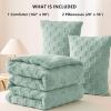 imageCozyLux Queen Size Comforter Set Sage Green Fluffy Plush Fleece Comforter with Checkered Pattern Farmhouse Boho Soft Warm Bed Set 3 Pieces 1 Comforter and 2 PillowcasesSage Green