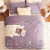 imageCozyLux Queen Size Comforter Set Sage Green Fluffy Plush Fleece Comforter with Checkered Pattern Farmhouse Boho Soft Warm Bed Set 3 Pieces 1 Comforter and 2 PillowcasesLight Purple