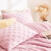 imageCozyLux Queen Size Comforter Set Sage Green Fluffy Plush Fleece Comforter with Checkered Pattern Farmhouse Boho Soft Warm Bed Set 3 Pieces 1 Comforter and 2 PillowcasesBlush Pink