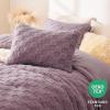 imageCozyLux Queen Size Comforter Set Sage Green Fluffy Plush Fleece Comforter with Checkered Pattern Farmhouse Boho Soft Warm Bed Set 3 Pieces 1 Comforter and 2 PillowcasesLight Purple