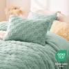 imageCozyLux Queen Size Comforter Set Sage Green Fluffy Plush Fleece Comforter with Checkered Pattern Farmhouse Boho Soft Warm Bed Set 3 Pieces 1 Comforter and 2 PillowcasesSage Green