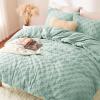 imageCozyLux Queen Size Comforter Set Sage Green Fluffy Plush Fleece Comforter with Checkered Pattern Farmhouse Boho Soft Warm Bed Set 3 Pieces 1 Comforter and 2 PillowcasesSage Green