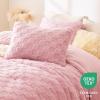 imageCozyLux Queen Size Comforter Set Sage Green Fluffy Plush Fleece Comforter with Checkered Pattern Farmhouse Boho Soft Warm Bed Set 3 Pieces 1 Comforter and 2 PillowcasesBlush Pink
