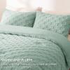 imageCozyLux Queen Size Comforter Set Sage Green Fluffy Plush Fleece Comforter with Checkered Pattern Farmhouse Boho Soft Warm Bed Set 3 Pieces 1 Comforter and 2 PillowcasesSage Green