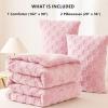 imageCozyLux Queen Size Comforter Set Sage Green Fluffy Plush Fleece Comforter with Checkered Pattern Farmhouse Boho Soft Warm Bed Set 3 Pieces 1 Comforter and 2 PillowcasesBlush Pink