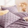 imageCozyLux Queen Size Comforter Set Sage Green Fluffy Plush Fleece Comforter with Checkered Pattern Farmhouse Boho Soft Warm Bed Set 3 Pieces 1 Comforter and 2 PillowcasesLight Purple