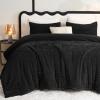 imageCozyLux Fluffy Queen Comforter Set  Super Soft Faux Fur Cream White Comforter Queen Size Warm Fleece Bedding Set 3 Pieces Plush Fuzzy Bed Set 1 Shaggy Comforter 2 PillowcasesBlack
