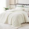 imageCozyLux Fluffy Queen Comforter Set  Super Soft Faux Fur Cream White Comforter Queen Size Warm Fleece Bedding Set 3 Pieces Plush Fuzzy Bed Set 1 Shaggy Comforter 2 PillowcasesCream White