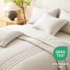 imageCozyLux Queen Comforter Set  7 Pieces Bed in a Bag Beige Comforters Queen Size Bed Set Soft Bedding Set with All Seasons Comforter Sheets Pillowcases ampamp ShamsBeige