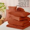 imageCozyLux Queen Comforter Set  7 Pieces Bed in a Bag Beige Comforters Queen Size Bed Set Soft Bedding Set with All Seasons Comforter Sheets Pillowcases ampamp ShamsTerracotta