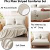 imageCozyLux Queen Comforter Set  7 Pieces Bed in a Bag Beige Comforters Queen Size Bed Set Soft Bedding Set with All Seasons Comforter Sheets Pillowcases ampamp ShamsBeige