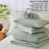 imageCozyLux Queen Comforter Set  7 Pieces Bed in a Bag Beige Comforters Queen Size Bed Set Soft Bedding Set with All Seasons Comforter Sheets Pillowcases ampamp ShamsSage Green