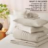 imageCozyLux Queen Comforter Set  7 Pieces Bed in a Bag Beige Comforters Queen Size Bed Set Soft Bedding Set with All Seasons Comforter Sheets Pillowcases ampamp ShamsBeige