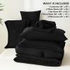 imageCozyLux Queen Comforter Set Beige  7 Pieces Seersucker Bed in a Bag Soft Lightweight Boho Bedding Set with All Season Comforters Queen Size Sheets Pillowcases ampamp ShamsBlack