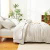 imageCozyLux Queen Comforter Set Beige  7 Pieces Seersucker Bed in a Bag Soft Lightweight Boho Bedding Set with All Season Comforters Queen Size Sheets Pillowcases ampamp ShamsBeige