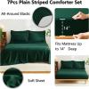 imageCozyLux Queen Comforter Set Beige  7 Pieces Seersucker Bed in a Bag Soft Lightweight Boho Bedding Set with All Season Comforters Queen Size Sheets Pillowcases ampamp ShamsEmerald Green