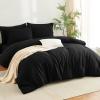imageCozyLux Queen Comforter Set Beige  7 Pieces Seersucker Bed in a Bag Soft Lightweight Boho Bedding Set with All Season Comforters Queen Size Sheets Pillowcases ampamp ShamsBlack