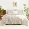 imageCozyLux Queen Comforter Set Beige  7 Pieces Seersucker Bed in a Bag Soft Lightweight Boho Bedding Set with All Season Comforters Queen Size Sheets Pillowcases ampamp ShamsBeige