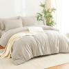 imageCozyLux Queen Comforter Set Beige  7 Pieces Seersucker Bed in a Bag Soft Lightweight Boho Bedding Set with All Season Comforters Queen Size Sheets Pillowcases ampamp ShamsBeige