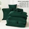 imageCozyLux Queen Comforter Set Beige  7 Pieces Seersucker Bed in a Bag Soft Lightweight Boho Bedding Set with All Season Comforters Queen Size Sheets Pillowcases ampamp ShamsEmerald Green