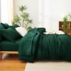 imageCozyLux Queen Comforter Set Beige  7 Pieces Seersucker Bed in a Bag Soft Lightweight Boho Bedding Set with All Season Comforters Queen Size Sheets Pillowcases ampamp ShamsEmerald Green