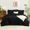 imageCozyLux Queen Comforter Set Beige  7 Pieces Seersucker Bed in a Bag Soft Lightweight Boho Bedding Set with All Season Comforters Queen Size Sheets Pillowcases ampamp ShamsBlack