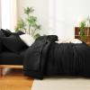 imageCozyLux Queen Comforter Set Beige  7 Pieces Seersucker Bed in a Bag Soft Lightweight Boho Bedding Set with All Season Comforters Queen Size Sheets Pillowcases ampamp ShamsBlack