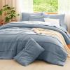 imageCozyLux Queen Comforter Set Beige 7 Pieces Soft Prewashed Pinch Pleat Bed in a Bag Queen Comforter Set with Sheets Boho Bed Set with Down Alternative Comforter Sheets Pillowcases ampamp ShamsGrayish Blue