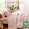 imageCozyLux Queen Comforter Set Beige 7 Pieces Soft Prewashed Pinch Pleat Bed in a Bag Queen Comforter Set with Sheets Boho Bed Set with Down Alternative Comforter Sheets Pillowcases ampamp ShamsBlush Pink