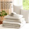 imageCozyLux Queen Comforter Set Beige 7 Pieces Soft Prewashed Pinch Pleat Bed in a Bag Queen Comforter Set with Sheets Boho Bed Set with Down Alternative Comforter Sheets Pillowcases ampamp ShamsBeige