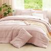 imageCozyLux Queen Comforter Set Beige 7 Pieces Soft Prewashed Pinch Pleat Bed in a Bag Queen Comforter Set with Sheets Boho Bed Set with Down Alternative Comforter Sheets Pillowcases ampamp ShamsBlush Pink