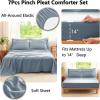 imageCozyLux Queen Comforter Set Beige 7 Pieces Soft Prewashed Pinch Pleat Bed in a Bag Queen Comforter Set with Sheets Boho Bed Set with Down Alternative Comforter Sheets Pillowcases ampamp ShamsGrayish Blue