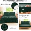imageCozyLux Queen Comforter Set Beige 7 Pieces Soft Prewashed Pinch Pleat Bed in a Bag Queen Comforter Set with Sheets Boho Bed Set with Down Alternative Comforter Sheets Pillowcases ampamp ShamsEmerald Green