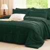 imageCozyLux Queen Comforter Set Beige 7 Pieces Soft Prewashed Pinch Pleat Bed in a Bag Queen Comforter Set with Sheets Boho Bed Set with Down Alternative Comforter Sheets Pillowcases ampamp ShamsEmerald Green