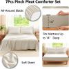 imageCozyLux Queen Comforter Set Beige 7 Pieces Soft Prewashed Pinch Pleat Bed in a Bag Queen Comforter Set with Sheets Boho Bed Set with Down Alternative Comforter Sheets Pillowcases ampamp ShamsBeige