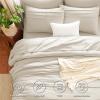 imageCozyLux Queen Comforter Set Beige 7 Pieces Soft Prewashed Pinch Pleat Bed in a Bag Queen Comforter Set with Sheets Boho Bed Set with Down Alternative Comforter Sheets Pillowcases ampamp ShamsBeige